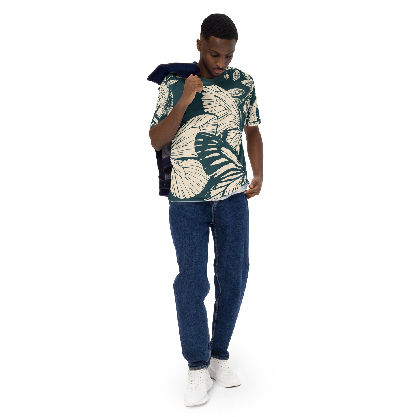 Green Cream Floral Print