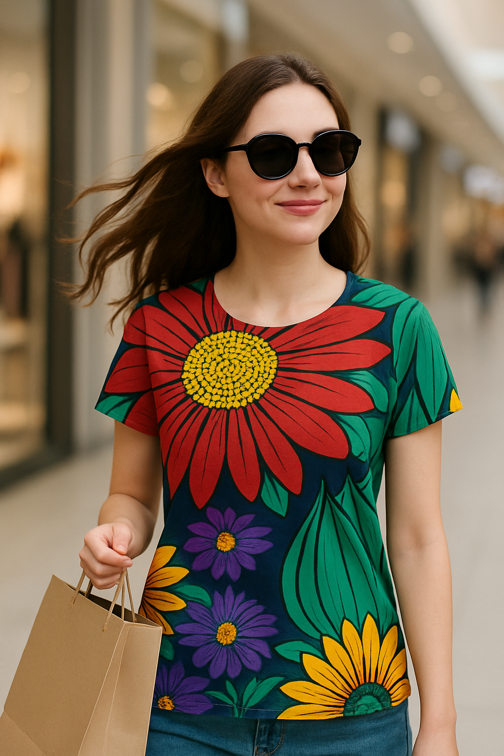 Floral Print Woman's T-shirt
