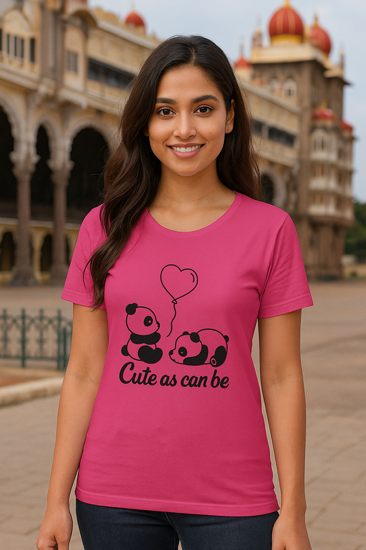 💖 Cute as Can Be – Panda Love, Woman's T-Shirt 🐼🎈
