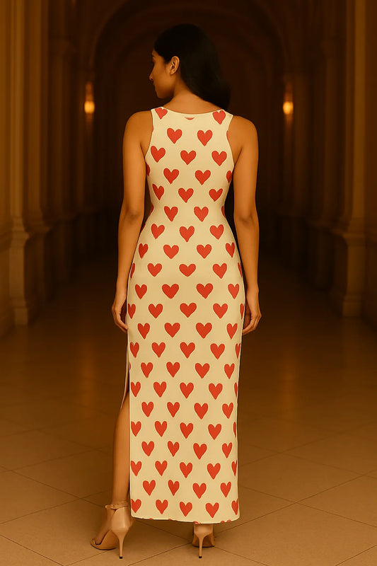 ❤️ Elegant Heart-Print Bodycon Dress ❤️