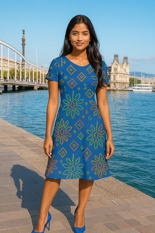 💃 Vibrant Bandhej - A Line Dress 💃