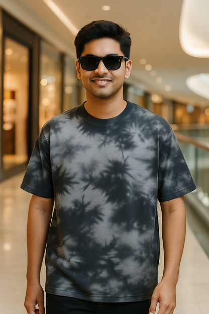 ⚫ Shadow Swirl Tie-Dye Unisex Oversized Tee