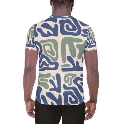 Blue and Green Modern Print Oversized T-Shirt