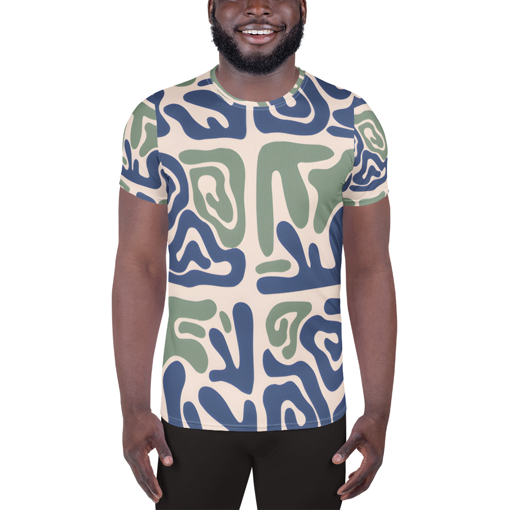 Blue and Green Modern Print Oversized T-Shirt