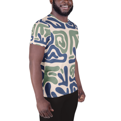Blue and Green Modern Print Oversized T-Shirt