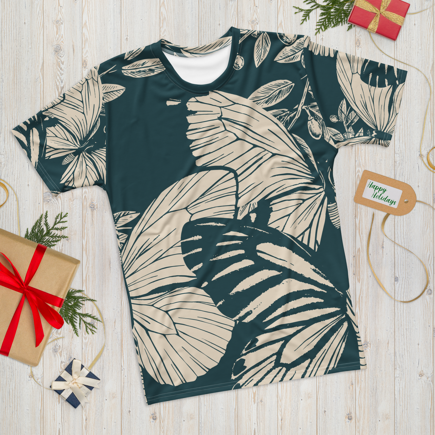 Green Cream Floral Print