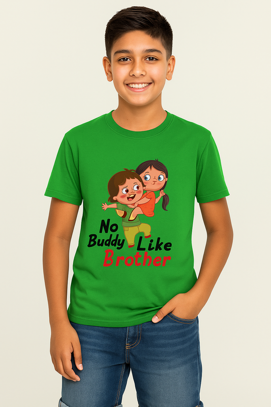 👫 "No Buddy Like Brother" T-Shirt for Kids 🧒💚