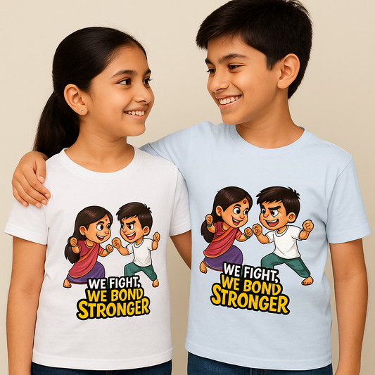 👫 "We Fight, We Bond Stronger" – Sibling Combo Tee Set 💥❤️