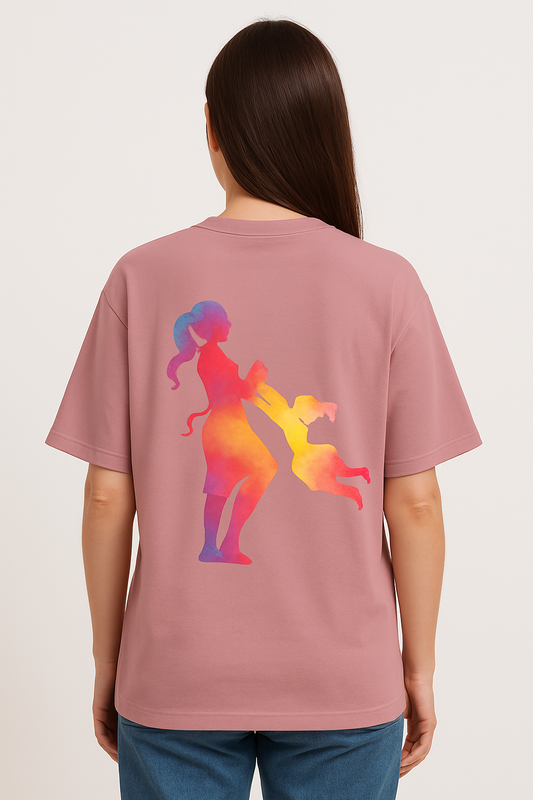 "Mom The Heart of the Family" Terry Cotton Oversized T-Shirt