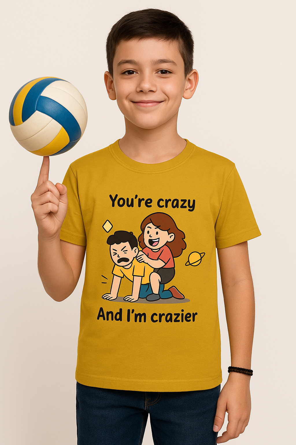 👕 "You're Crazy & I'm Crazier" Kids T-Shirt – For the Funniest Sibling Duos! 🤪👫